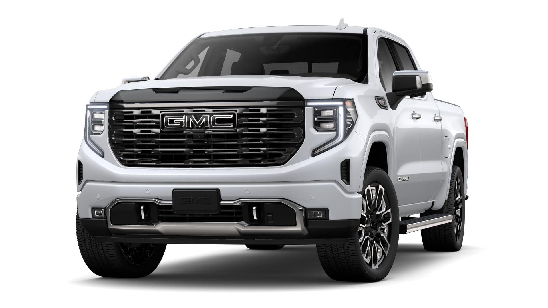 2026 GMC Sierra 1500 Denali Ultimate in Glacier White Tricoat — front three-quarter view